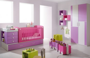 Dormitorio de niñas en fucsia y lila1