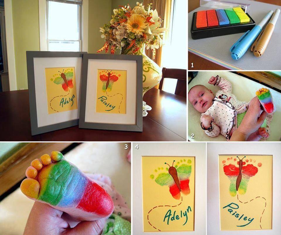 moverse completamente sonrojo Ideas: ¡Cuadros pintados con los pies de un bebé!